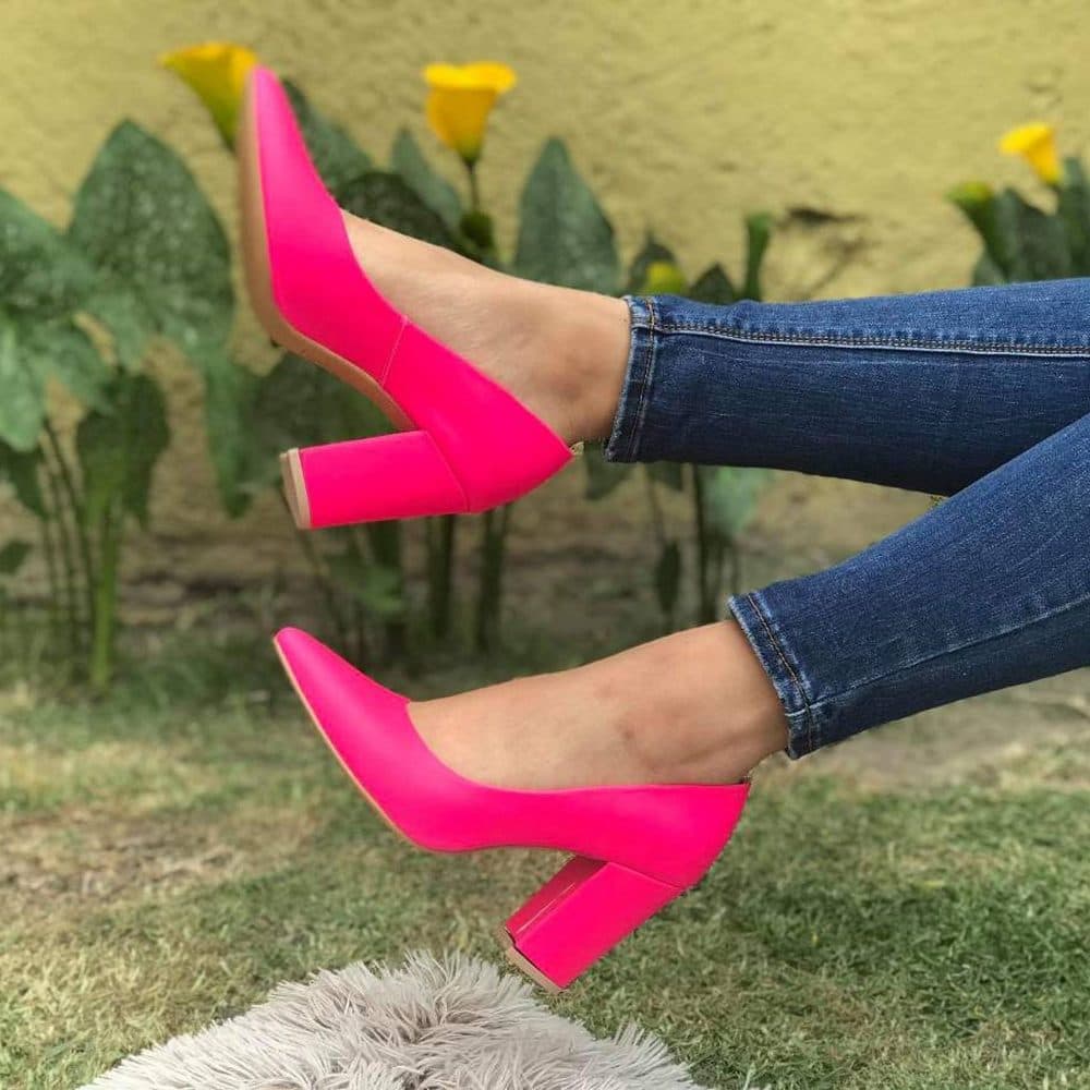 Zapatilla de tacón rosa de ML Lorenzana, zapatos casuales y de vestir para dama - foto 1